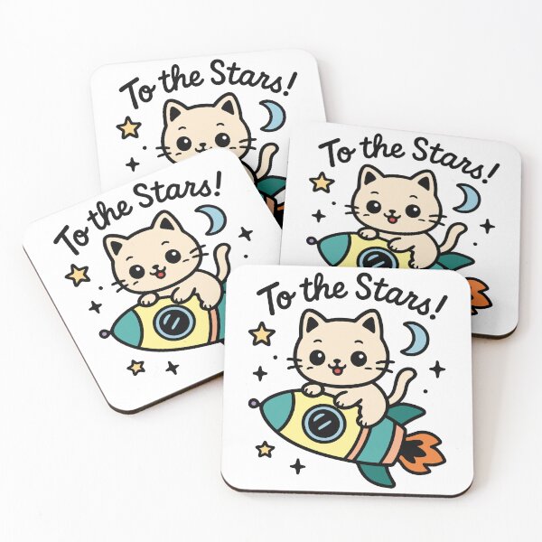 Item preview, To the Stars – Kawaii Cat on Rocket Cute Space Design designed and sold by GinColorist.