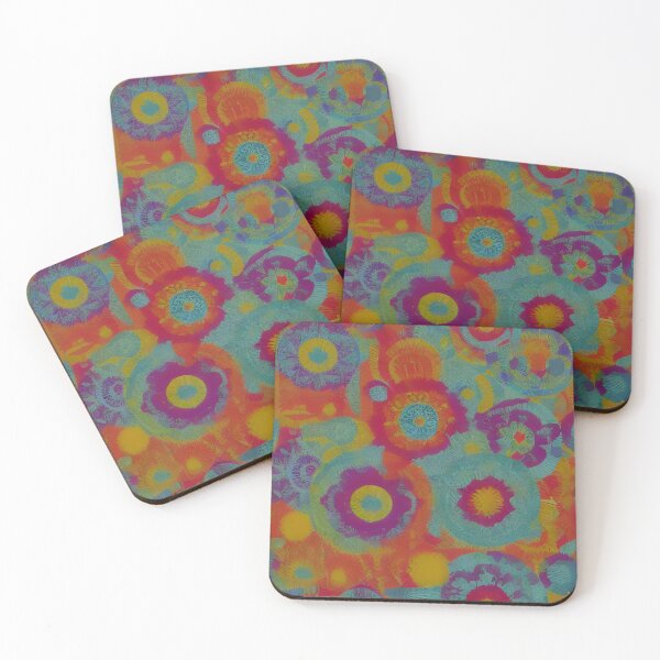 Item preview, Psychedelic flower pattern neon colors designed and sold by patterncrow.