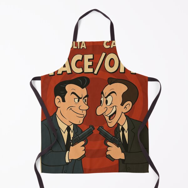 Item preview, Face/Off Cartoon Poster – Retro 90s Action Parody in Technicolor Style designed and sold by okimonostudio.