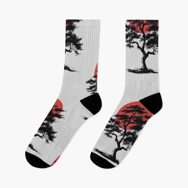 Item preview, Japanese Tree with Red Sun Minimal Design Zen Wall Art designed and sold by ArtComixHaven.