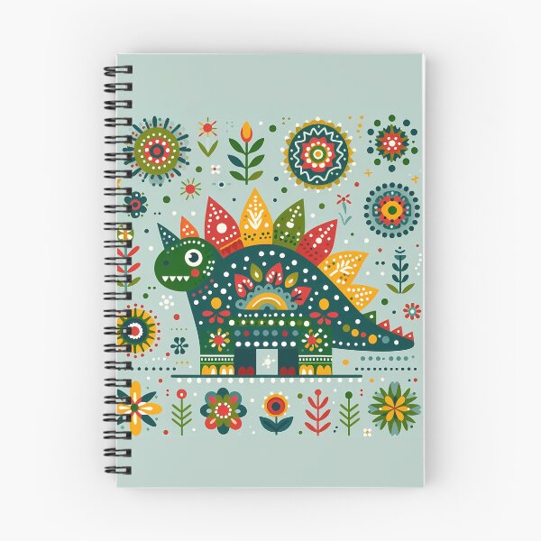 Item preview, Scandinavian Folk Art Cute Green Stegosaurus Dinosaur by heidiannemorris © designed and sold by FOLK ART FUSION by heidiannemorris.
