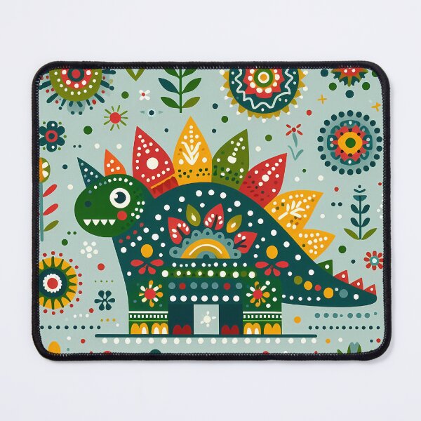 Item preview, Scandinavian Folk Art Cute Green Stegosaurus Dinosaur by heidiannemorris © designed and sold by FOLK ART FUSION by heidiannemorris.