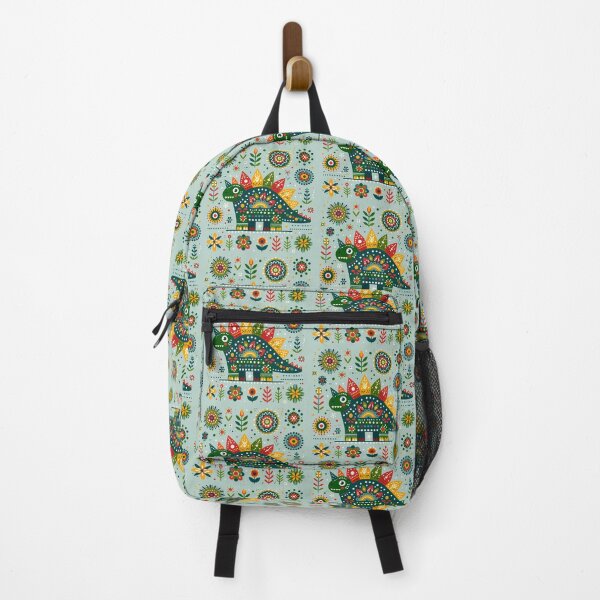 Item preview, Scandinavian Folk Art Cute Green Stegosaurus Dinosaur by heidiannemorris © designed and sold by FOLK ART FUSION by heidiannemorris.