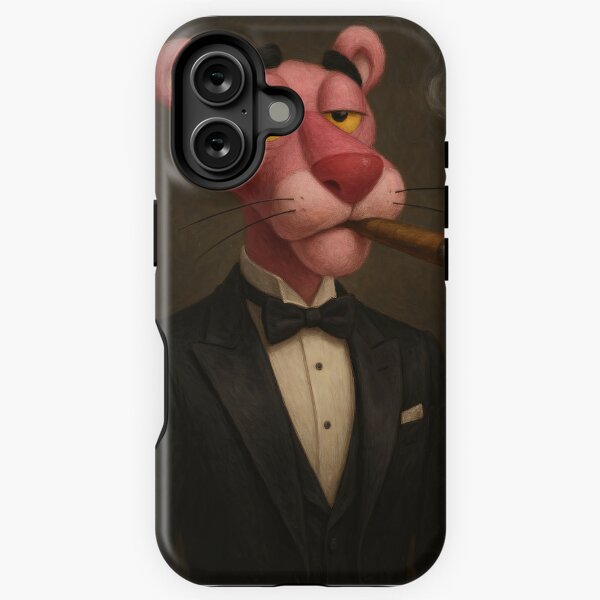 Item preview, Pink Panther Smoking Cigar – Classy Cartoon Oil Painting Parody designed and sold by okimonostudio.