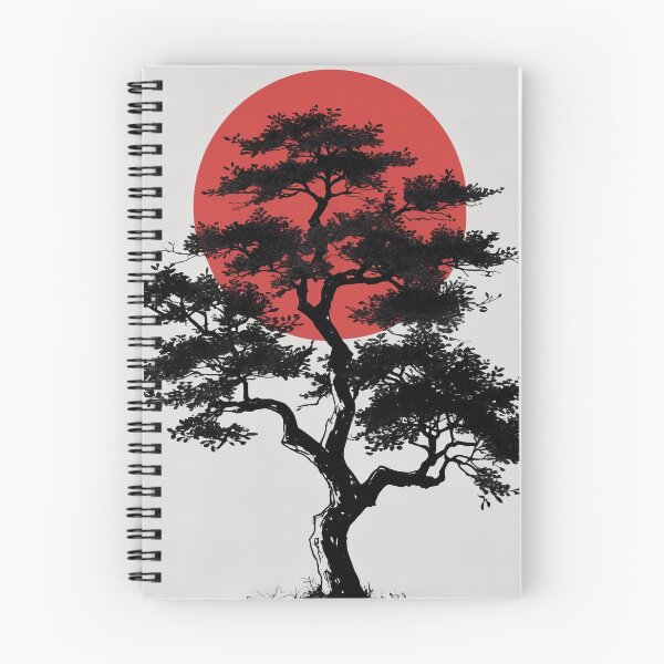 Item preview, Japanese Tree with Red Sun Minimal Design Zen Wall Art designed and sold by ArtComixHaven.