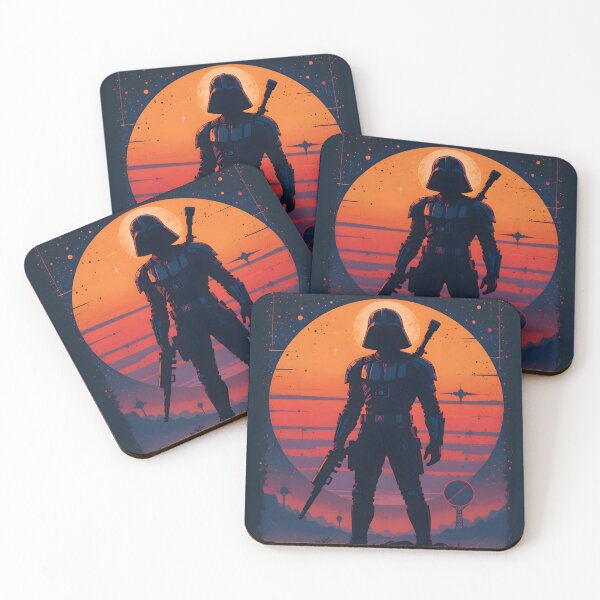 Item preview, Armored Warrior Silhouette in Cosmic Sunset designed and sold by BrushRushX.