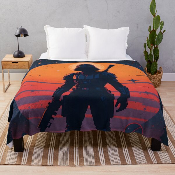 Item preview, Armored Warrior Silhouette in Cosmic Sunset designed and sold by BrushRushX.