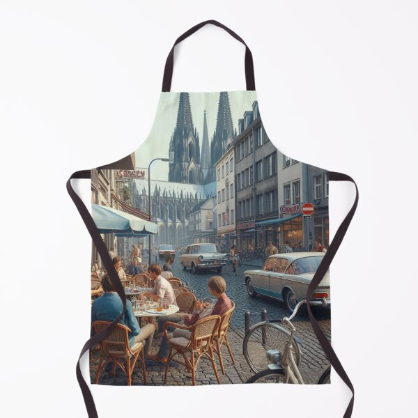 Item preview, Classic 1970s Lübeck – AI Artwork Colorful Streetside Café Scene for City Lovers, Travelers, and Vintage Enthusiasts designed and sold by knalpot-design.