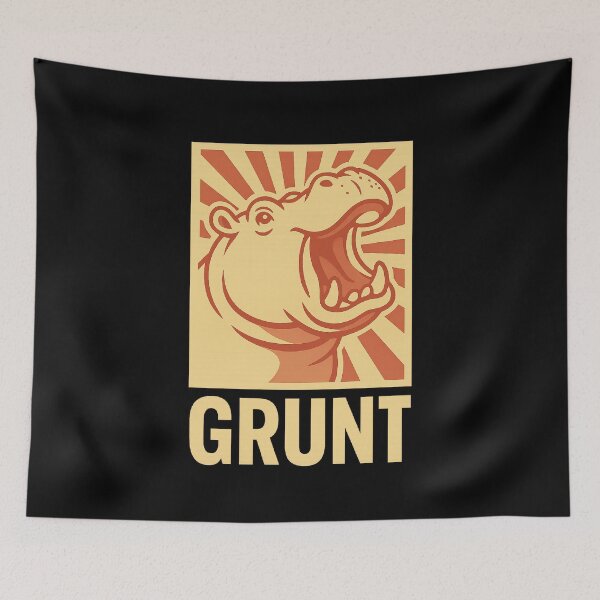 Item preview, Grunt Hippo Art – Funny Bold Animal Hippopotamus  designed and sold by The Junto Shop.