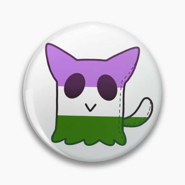 Item preview, Genderqueer Ghost Plush Cat designed and sold by MossFrogArts.