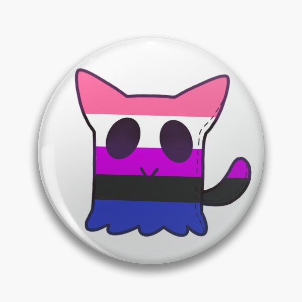 Item preview, Genderfluid Ghost Plush Cat designed and sold by MossFrogArts.