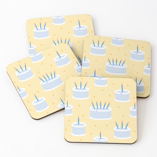 Item preview, cute birthday cake blue and yellow pattern designed and sold by winterpumpkin.