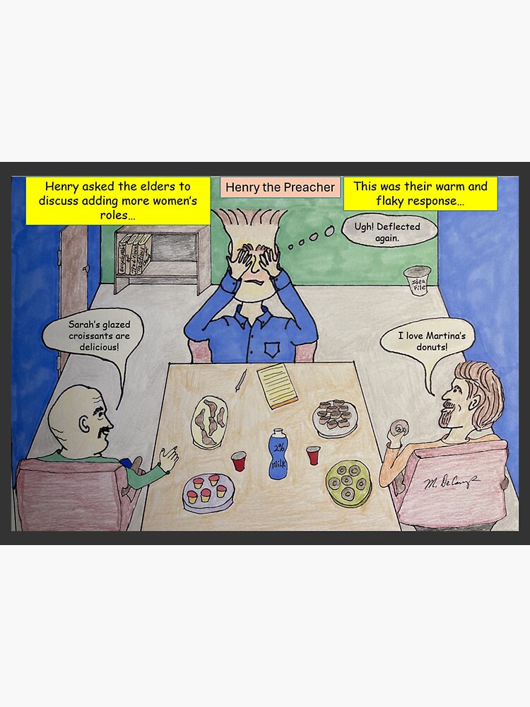 Thumbnail 3 of 3, Sticker, Henry the Preacher Tries to Expand Women's Roles designed and sold by MDeCampArt.
