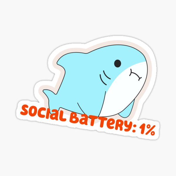 Item preview, Cute Tired Shark Sticker – Social Battery 1 Percent Funny Introvert Design designed and sold by Kimagure13.
