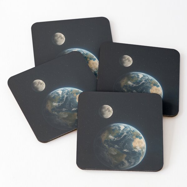 Item preview, Earth and Moon from Space – Realistic Orbital Planet Illustration designed and sold by PrometheusStyle.