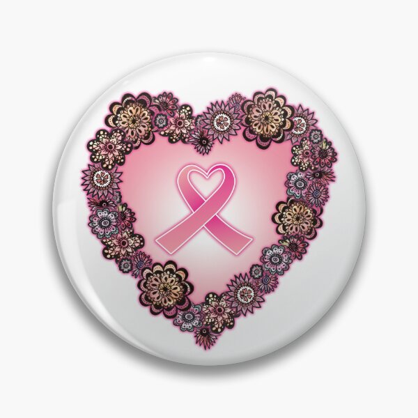 Item preview, Breast Cancer Awareness Ribbon with Heart of Flowers designed and sold by PinkWinkDesigns.