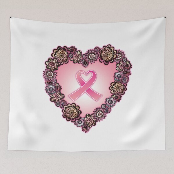 Item preview, Breast Cancer Awareness Ribbon with Heart of Flowers designed and sold by PinkWinkDesigns.