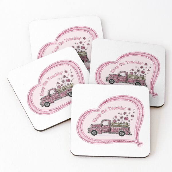 Item preview, Vintage Pink Truck "Keep On Truckin" designed and sold by PinkWinkDesigns.