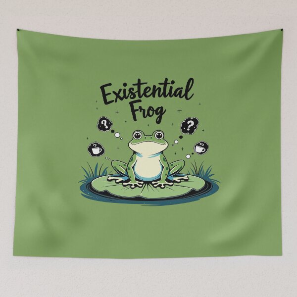Item preview, Existential Frog – Funny Pondering Motif designed and sold by ApriNoeScor.