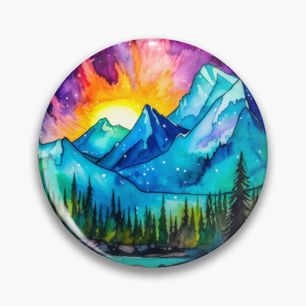 Item preview, Watercolor Mountain and  Northern Lights  designed and sold by MargaretWiktor.