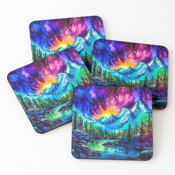 Item preview, Watercolor Mountain and  Northern Lights  designed and sold by MargaretWiktor.