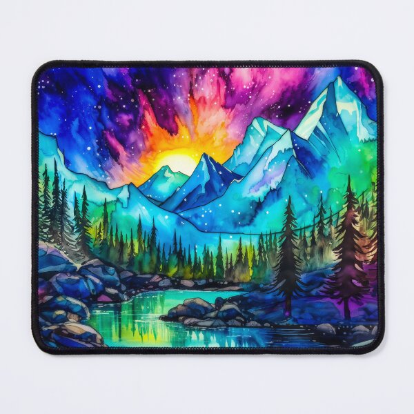 Item preview, Watercolor Mountain and  Northern Lights  designed and sold by MargaretWiktor.