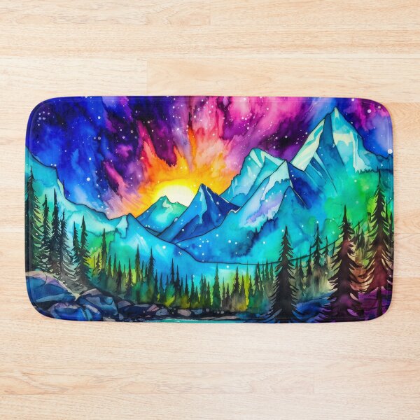 Item preview, Watercolor Mountain and  Northern Lights  designed and sold by MargaretWiktor.