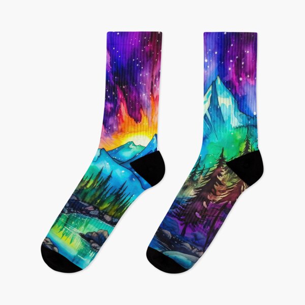 Item preview, Watercolor Mountain and  Northern Lights  designed and sold by MargaretWiktor.