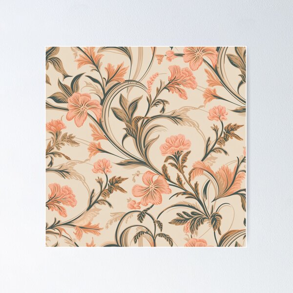 Item preview, Blush Botanica – Vintage Floral Seamless Pattern in Peach and Olive Tones designed and sold by Ink And Inspire.