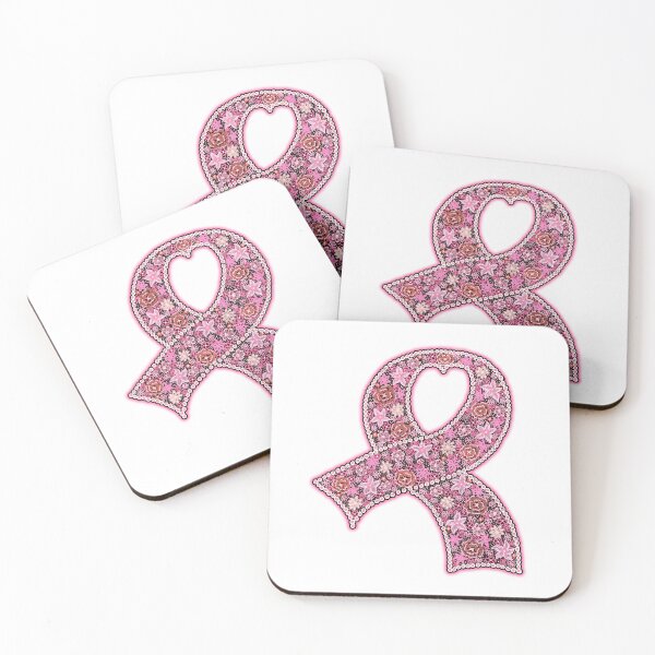 Item preview, Breast Cancer Pink Floral Awareness Ribbon with Heart designed and sold by PinkWinkDesigns.