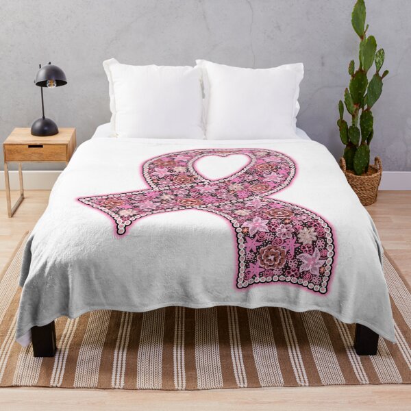 Item preview, Breast Cancer Pink Floral Awareness Ribbon with Heart designed and sold by PinkWinkDesigns.