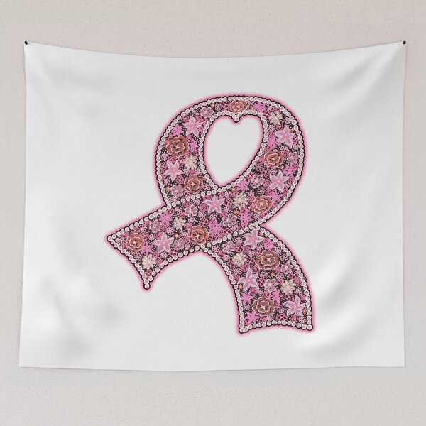 Item preview, Breast Cancer Pink Floral Awareness Ribbon with Heart designed and sold by PinkWinkDesigns.