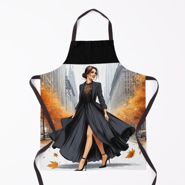 Item preview, Elegant woman wearing black maxi dress lineart illustration as she is walking in a fall big city street designed and sold by EmeraldeaArt.