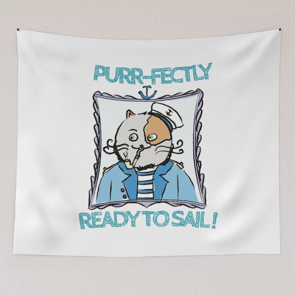 Item preview, Cat Puns - Purrfectly Ready to Sail - Sailor Cat - Meet Captain Cat designed and sold by ArtFisher.