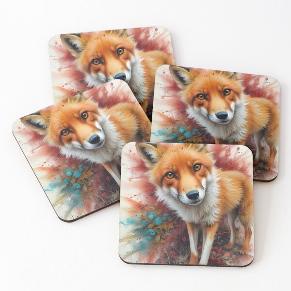 Item preview, Curious Fox in Bloom - Red and Teal Botanicals designed and sold by LumiAnCreations.