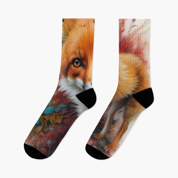 Item preview, Curious Fox in Bloom - Red and Teal Botanicals designed and sold by LumiAnCreations.
