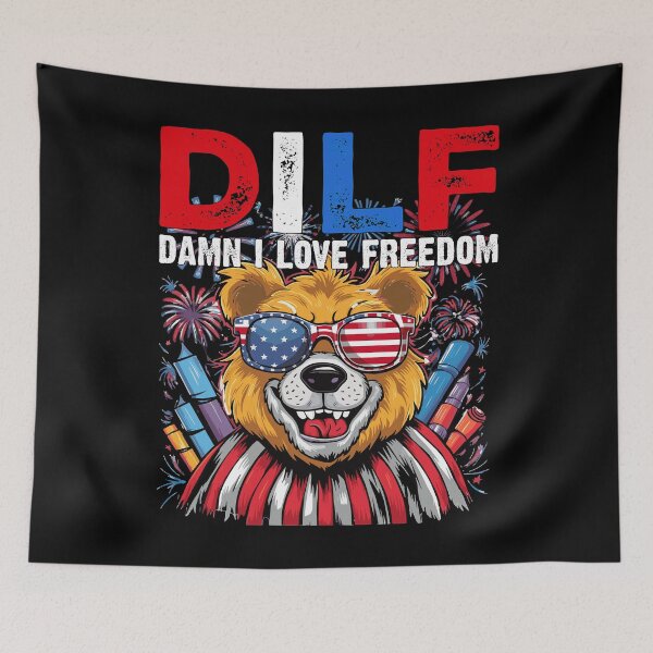 Item preview, DILF Damn I Love Fireworks Patriotic Bear 4th Of July Usa Flag  designed and sold by Smix Pixels.