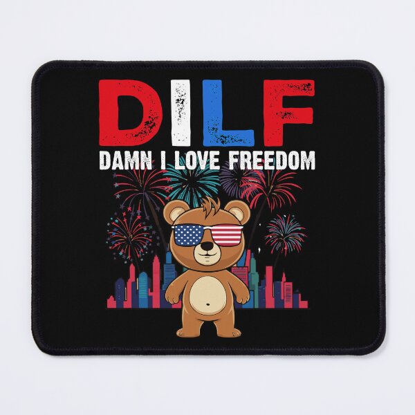 Item preview, DILF Damn I Love Fireworks Cute Patriotic Bear 4th Of July Usa Flag designed and sold by Smix Pixels.