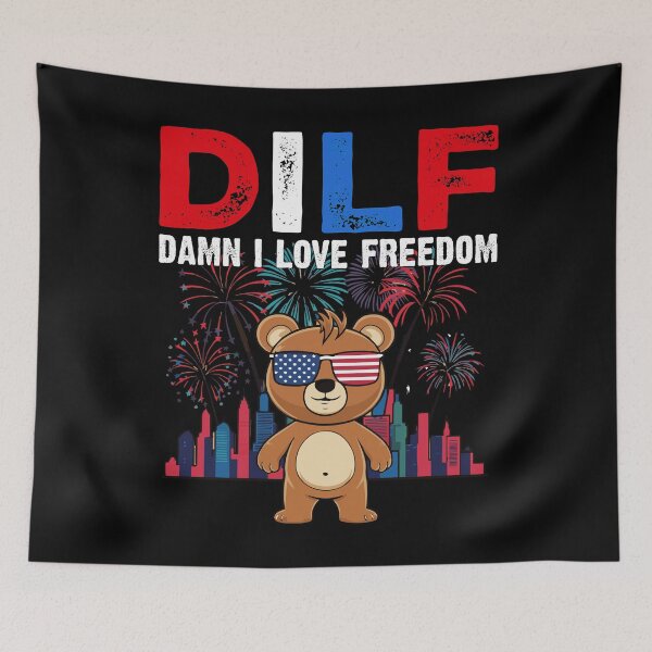 Item preview, DILF Damn I Love Fireworks Cute Patriotic Bear 4th Of July Usa Flag  designed and sold by Smix Pixels.