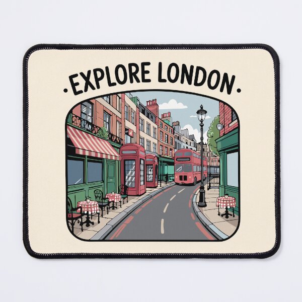Item preview, Explore London – Vintage City Art with Red Bus and Phone Booth designed and sold by MAGICKEY2024.