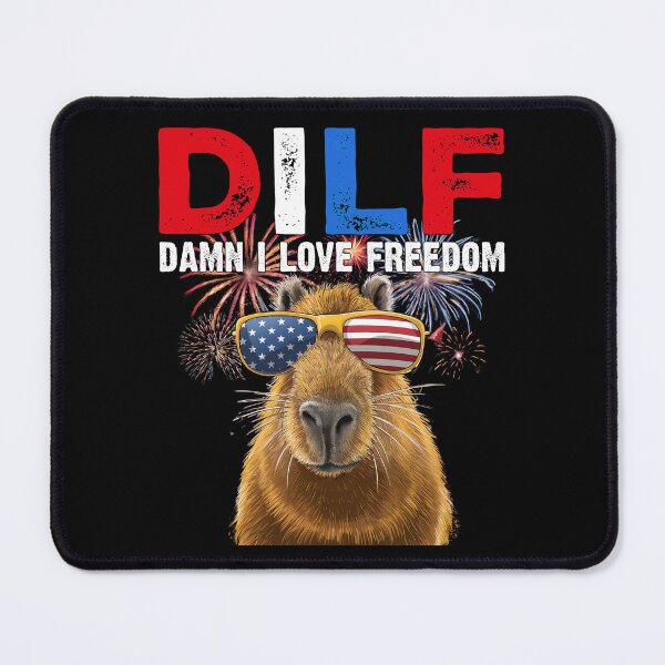 Item preview, DILF Damn I Love Freedom  Patriotic Capybara - 4th Of July Usa Flag  designed and sold by Smix Pixels.