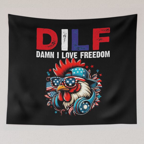 Item preview,  DILF Damn I Love Freedom Cool Patriotic Chicken  - 4th Of July Usa Flag  designed and sold by Smix Pixels.