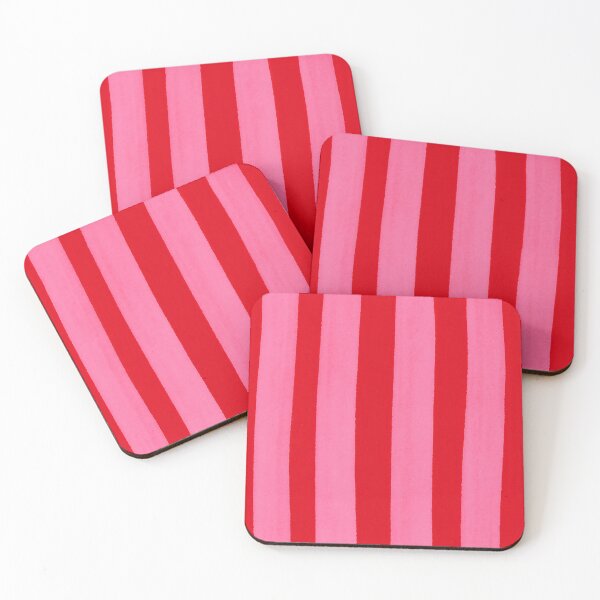 Item preview, Crisp Hand-Painted Pink and Red Vertical Stripes designed and sold by VictorinoArt.