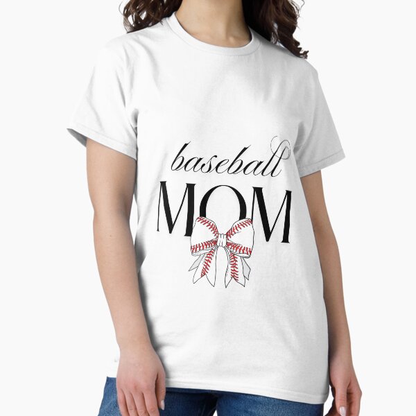 Baseball Mom with Coquette Bow – Girly Game Day Sports Design Classic T-Shirt