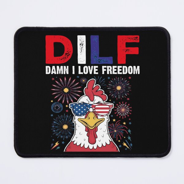 Item preview, DILF Damn I Love Freedom Cool Patriotic Chicken - 4th Of July Usa Flag designed and sold by Smix Pixels.