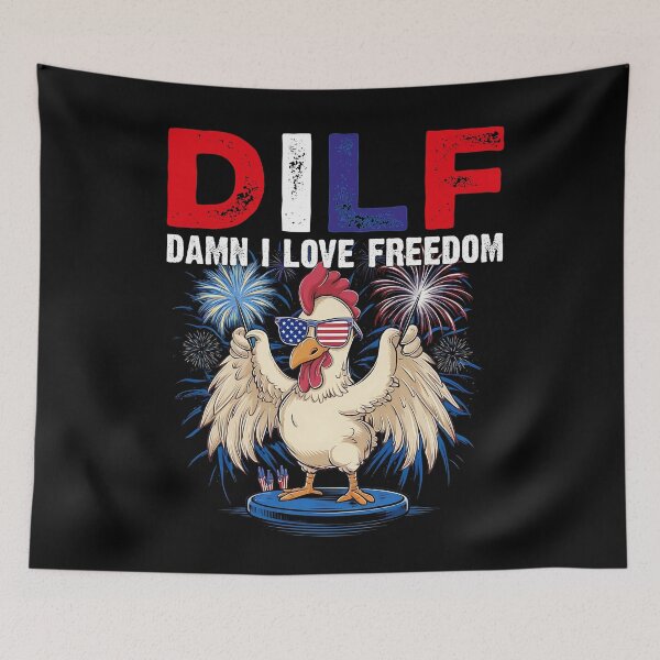 Item preview,  DILF Damn I Love Freedom Cool Patriotic Chicken Fireworks   - 4th Of July Usa Flag  designed and sold by Smix Pixels.