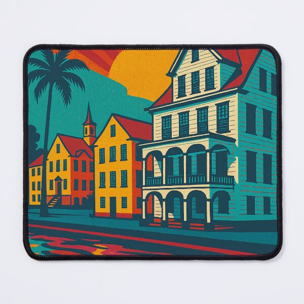 Item preview, Retro Pop Art Cityscape of Paramaribo | Suriname Capital in Bold Colors | Vintage Travel Aesthetic | Colorful Urban Artwork | Tropical City Vibes designed and sold by PaintedPixels01.