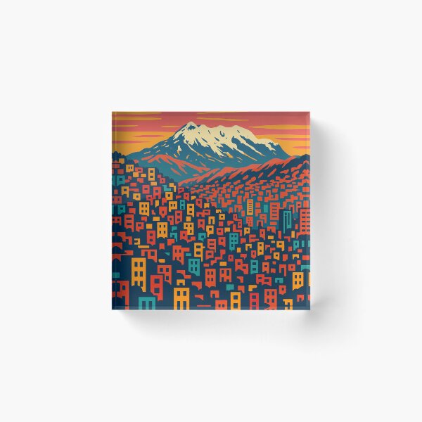 Item preview, Retro Pop Art Cityscape of La Paz | Colorful High-Altitude Bolivia Art | Vintage Travel-Inspired Design | Bold Mountain City Aesthetic | Latin American Urban Vibes designed and sold by PaintedPixels01.