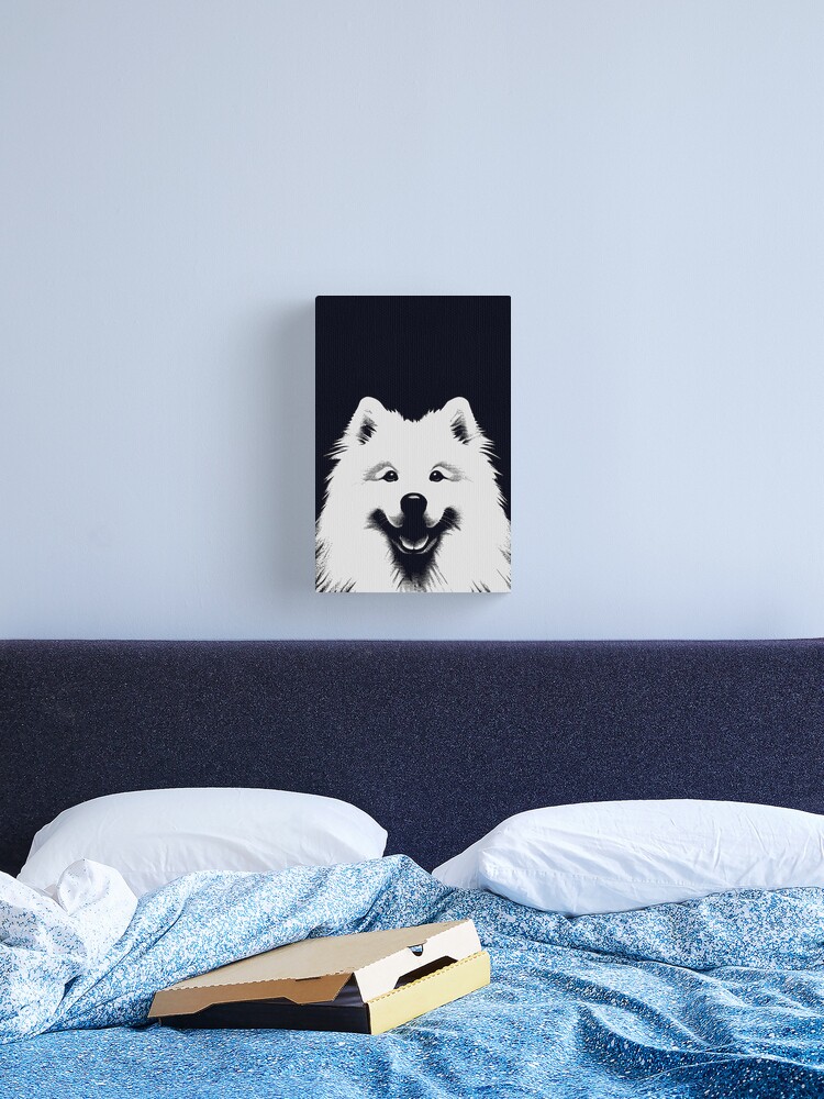 Thumbnail 2 of 3, Canvas Print, Samoyed Black & White Pop Art Aesthetic Style designed and sold by K9ish.