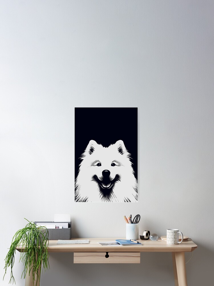 Thumbnail 2 of 3, Poster, Samoyed Black & White Pop Art Aesthetic Style designed and sold by K9ish.